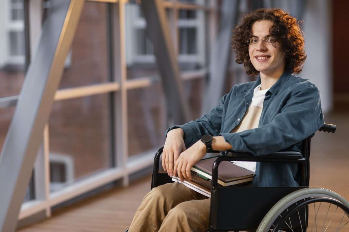 portrait smiley student wheelchair