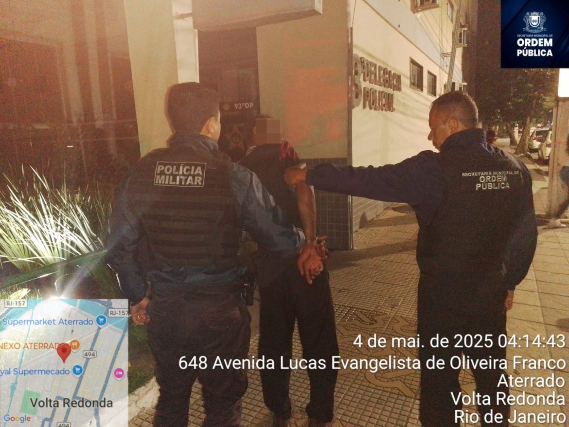 agentes da ordem pública de volta redonda detêm suspeito de furtar igreja divulgação semop