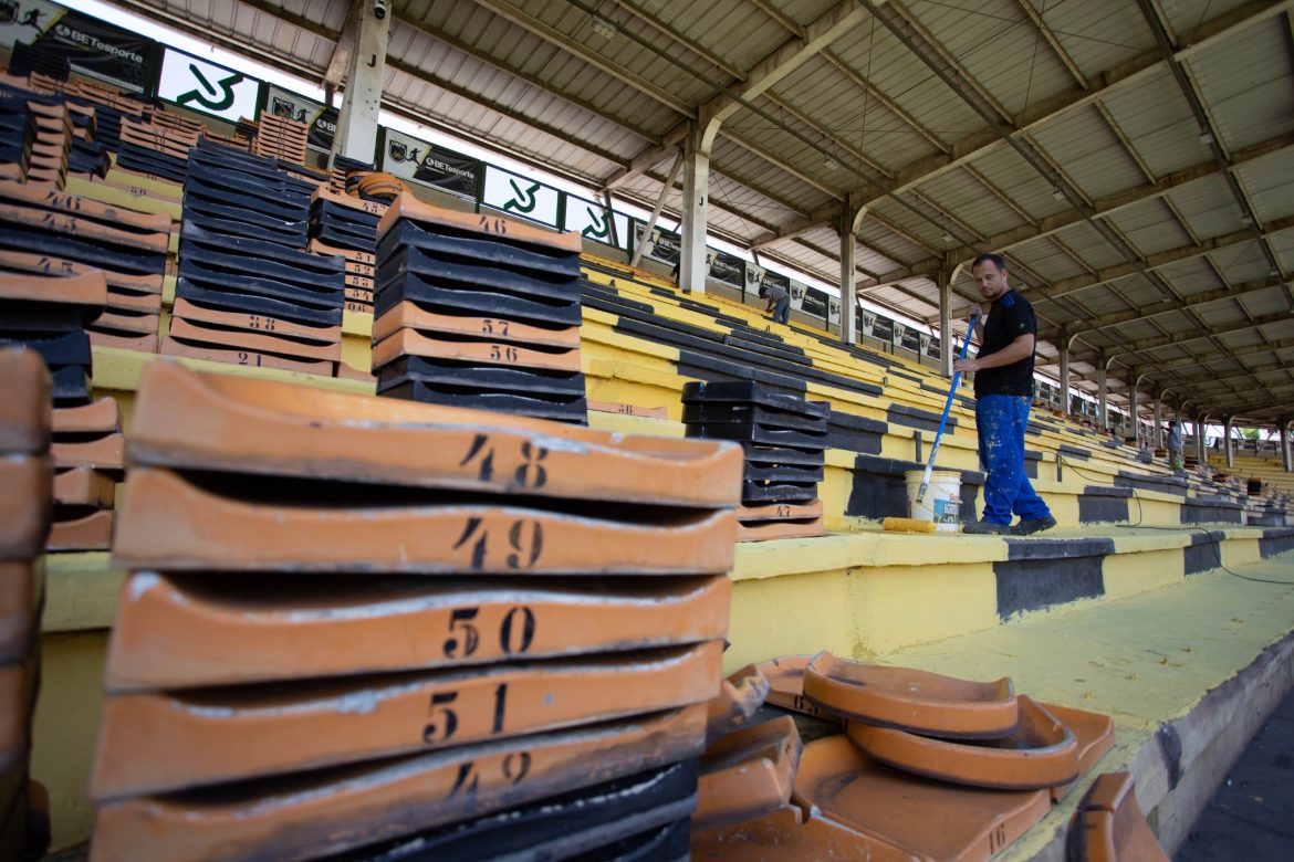 obras de revitalização do estádio da cidadania prosseguem em diversas frentes cris oliveira pmvr